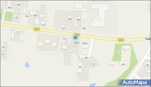 Łubowo, Łubowo, 70A, mapa Łubowo