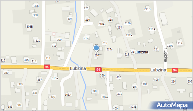 Lubzina, Lubzina, 216, mapa Lubzina