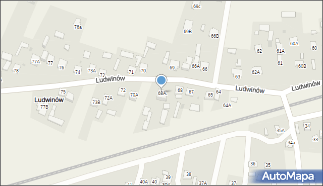 Ludwinów, Ludwinów, 68A, mapa Ludwinów