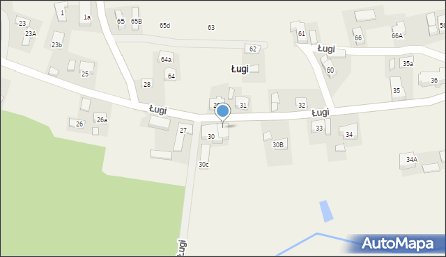 Ługi, Ługi, 30A, mapa Ługi