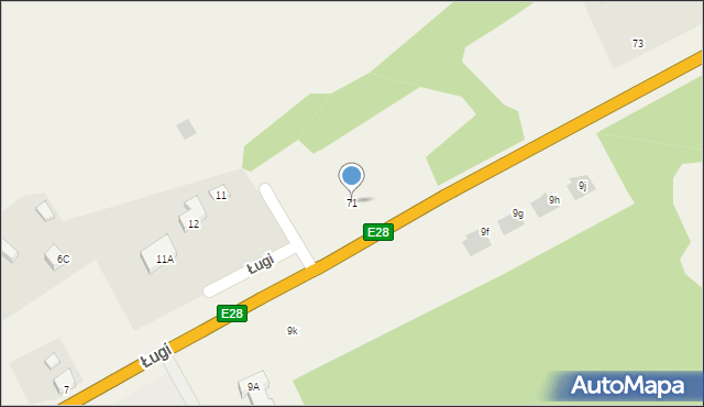 Ługi, Ługi, 71, mapa Ługi