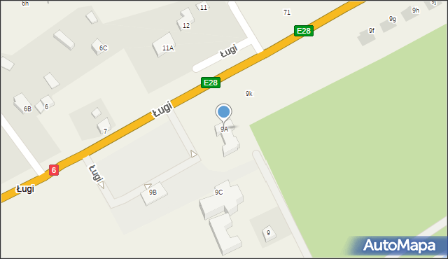Ługi, Ługi, 9A, mapa Ługi