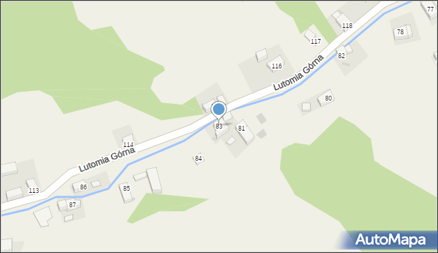 Lutomia Górna, Lutomia Górna, 83, mapa Lutomia Górna