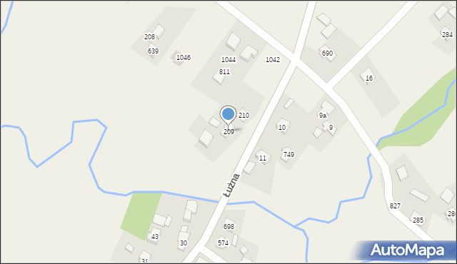 Łużna, Łużna, 209, mapa Łużna