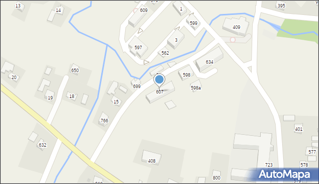 Łużna, Łużna, 607, mapa Łużna