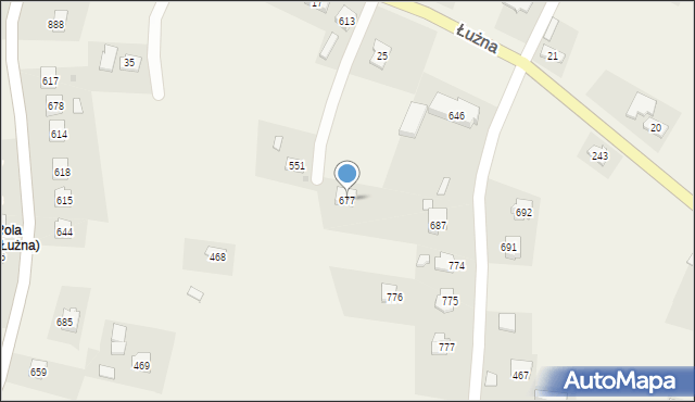 Łużna, Łużna, 677, mapa Łużna
