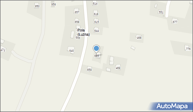 Łużna, Łużna, 685, mapa Łużna
