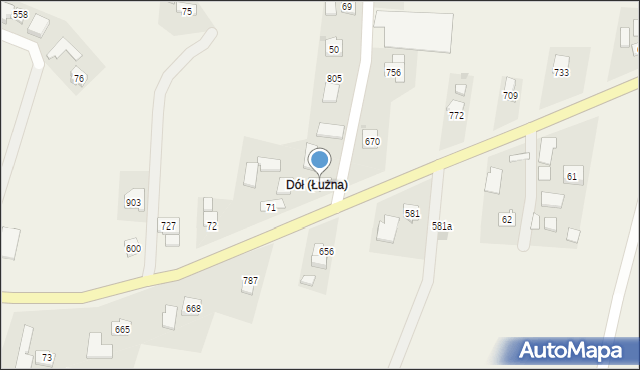 Łużna, Łużna, 70, mapa Łużna