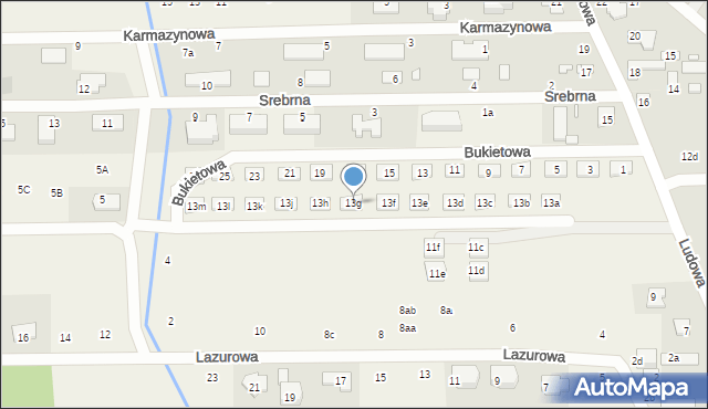 Marysin, Ludowa, 13g, mapa Marysin