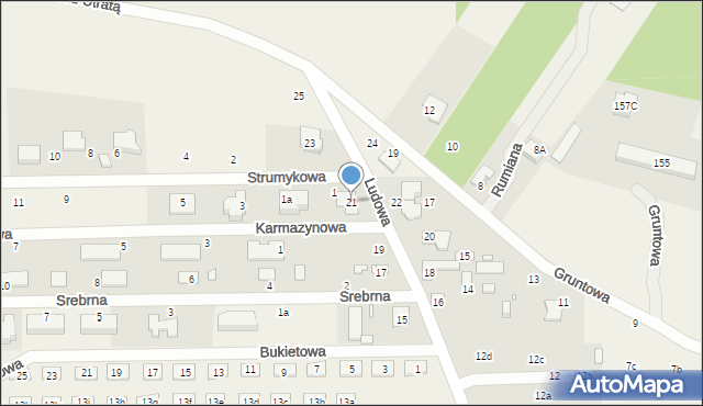 Marysin, Ludowa, 21, mapa Marysin