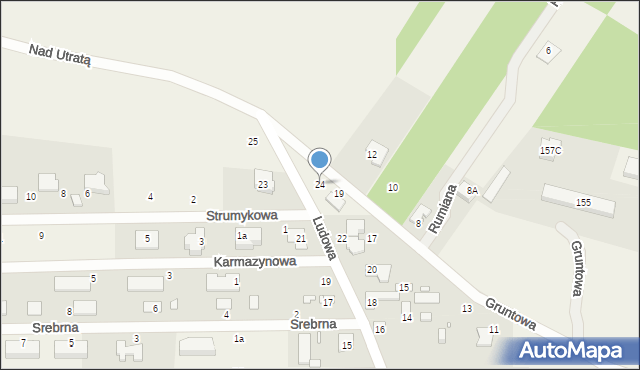 Marysin, Ludowa, 24, mapa Marysin