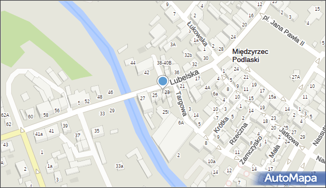 Międzyrzec Podlaski, Lubelska, 25a, mapa Międzyrzec Podlaski