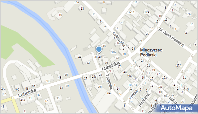 Międzyrzec Podlaski, Lubelska, 38-40B, mapa Międzyrzec Podlaski