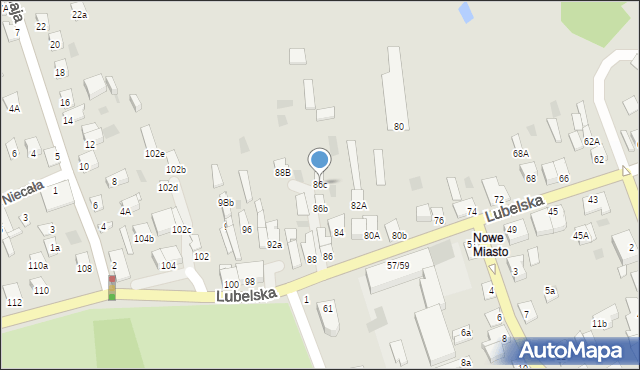 Międzyrzec Podlaski, Lubelska, 86c, mapa Międzyrzec Podlaski