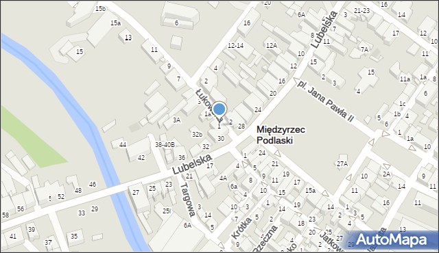 Międzyrzec Podlaski, Łukowska, 1, mapa Międzyrzec Podlaski