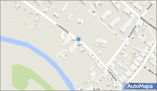 Międzyrzec Podlaski, Łukowska, 15a, mapa Międzyrzec Podlaski