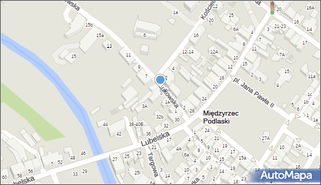 Międzyrzec Podlaski, Łukowska, 3, mapa Międzyrzec Podlaski