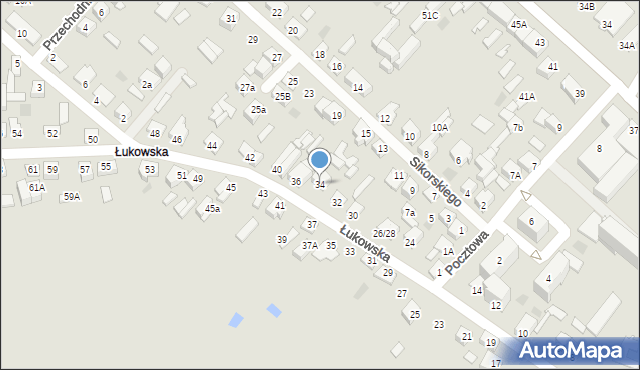 Międzyrzec Podlaski, Łukowska, 34, mapa Międzyrzec Podlaski