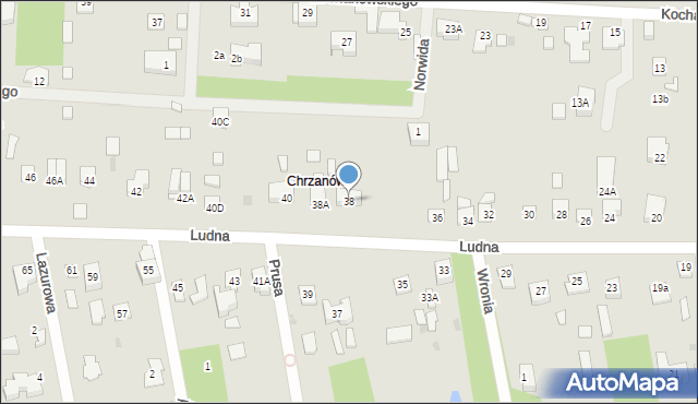 Milanówek, Ludna, 38, mapa Milanówek