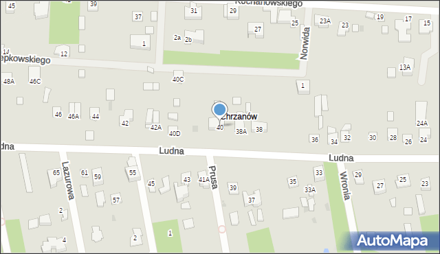 Milanówek, Ludna, 40, mapa Milanówek
