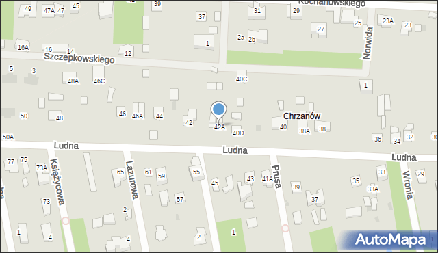 Milanówek, Ludna, 42A, mapa Milanówek