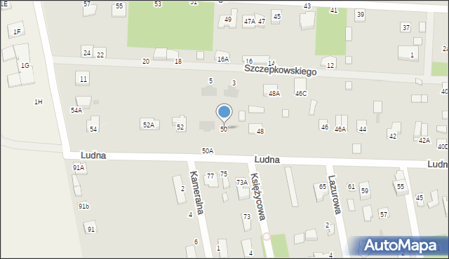 Milanówek, Ludna, 50, mapa Milanówek
