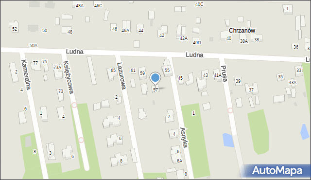 Milanówek, Ludna, 57, mapa Milanówek