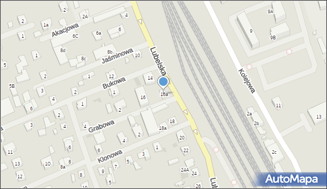 Mrągowo, Lubelska, 16a, mapa Mrągowo