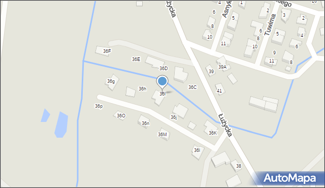 Myślibórz, Łużycka, 36i, mapa Myślibórz