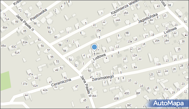 Myszków, Ludowa, 5, mapa Myszków