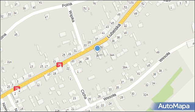 Nowe Brzesko, Lubelska, 30, mapa Nowe Brzesko