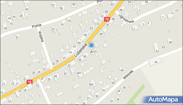 Nowe Brzesko, Lubelska, 40, mapa Nowe Brzesko