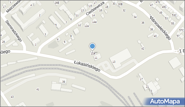 Nowy Sącz, Łukasińskiego Waleriana, mjr., 11a, mapa Nowego Sącza