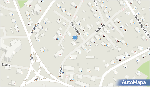 Olecko, Ludowa, 1, mapa Olecko