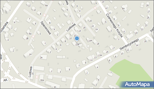 Olecko, Ludowa, 12A, mapa Olecko