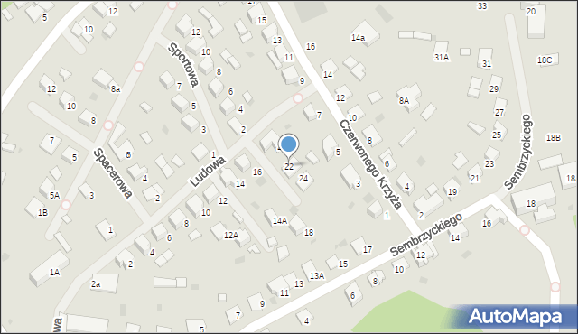 Olecko, Ludowa, 22, mapa Olecko