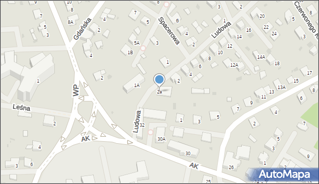 Olecko, Ludowa, 2a, mapa Olecko