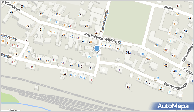 Olkusz, Łukasińskiego Waleriana, mjr., 1, mapa Olkusz