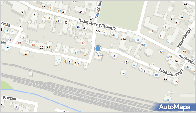 Olkusz, Łukasińskiego Waleriana, mjr., 3, mapa Olkusz