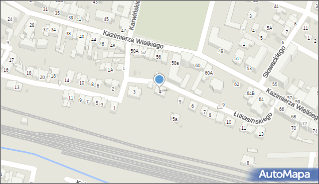 Olkusz, Łukasińskiego Waleriana, mjr., 4, mapa Olkusz