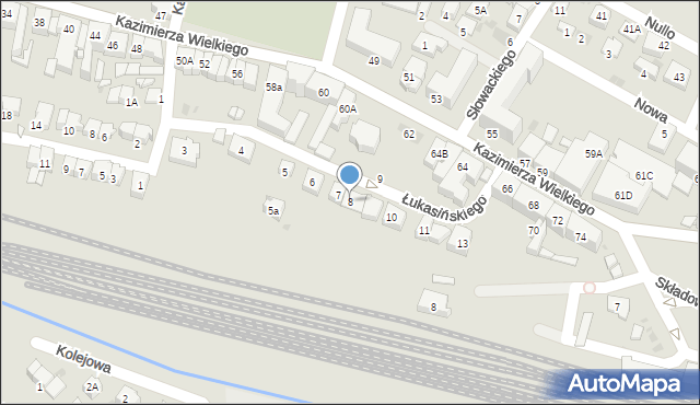 Olkusz, Łukasińskiego Waleriana, mjr., 8, mapa Olkusz