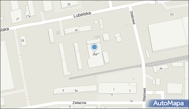 Olsztyn, Lubelska, 30a, mapa Olsztyna