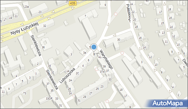 Opole, Luboszycka, 8, mapa Opola