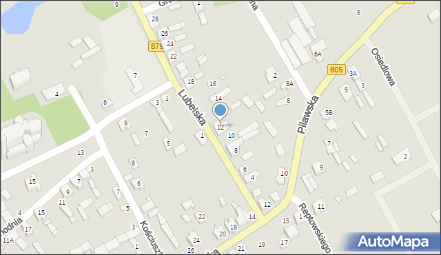 Osieck, Lubelska, 12, mapa Osieck