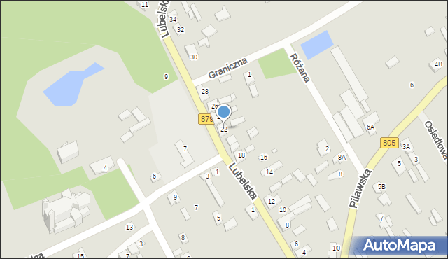 Osieck, Lubelska, 22, mapa Osieck