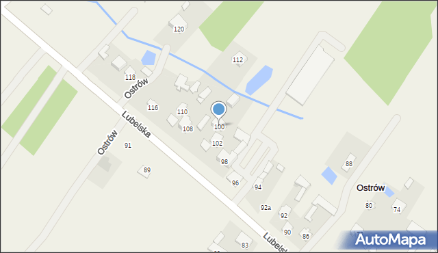 Ostrów, Lubelska, 100, mapa Ostrów