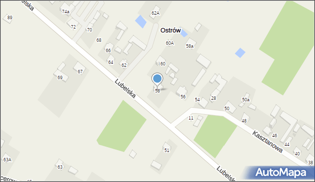 Ostrów, Lubelska, 72, mapa Ostrów