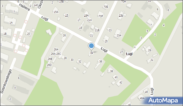 Otwock, Ługi, 34, mapa Otwock