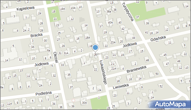 Otwock, Łukasińskiego Waleriana, mjr., 20, mapa Otwock