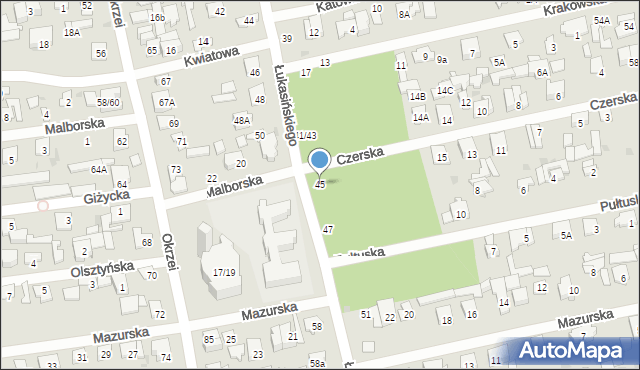 Otwock, Łukasińskiego Waleriana, mjr., 45, mapa Otwock